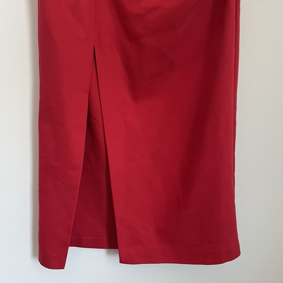 ZARA Red Ruched Cocktail Dress M NWT Strapless Slit Formal Valentine Prom Love - Picture 9 of 16